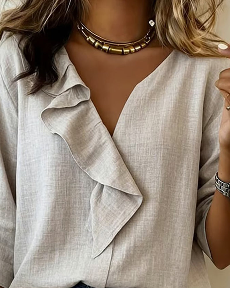 Emma | Ruffle V-Neck Blouse
