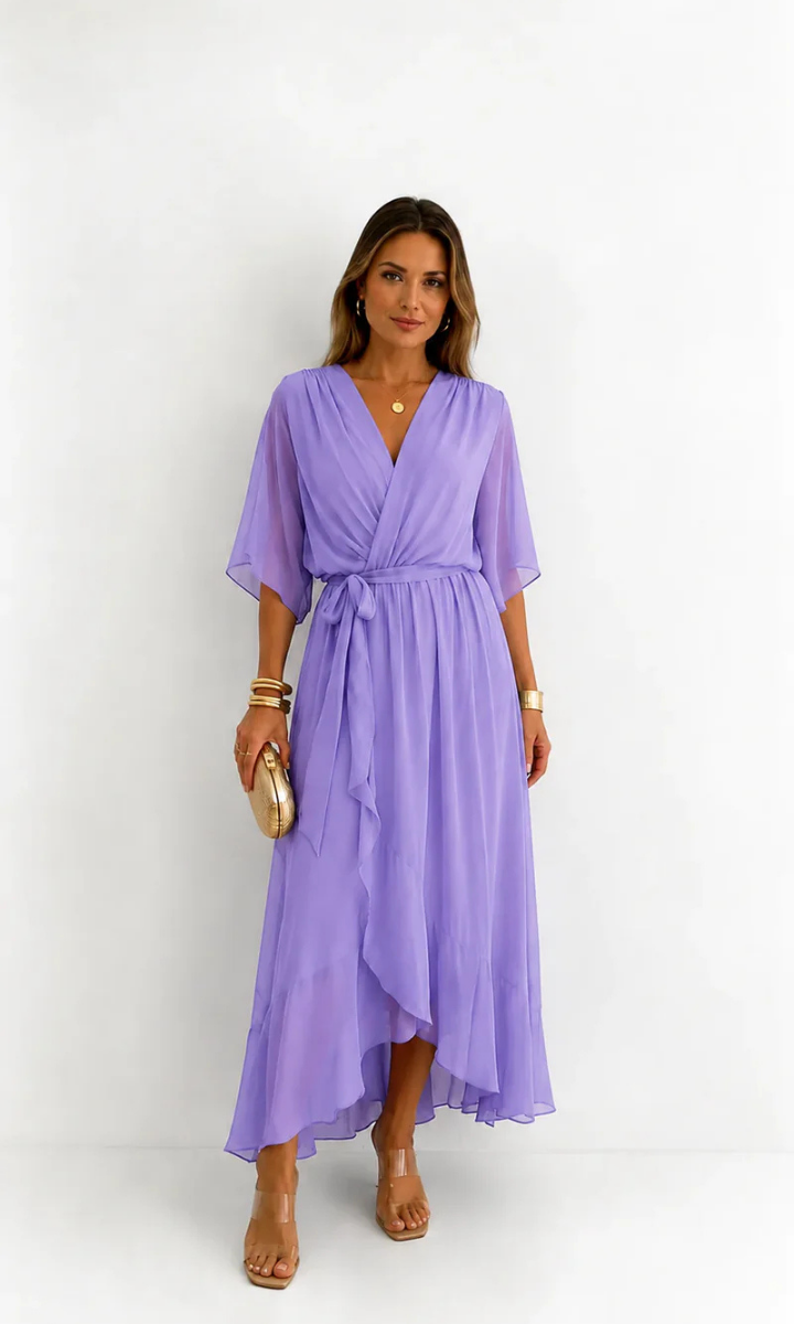 Amoret™ | Elegant Chiffon Wrap Maxi Dress
