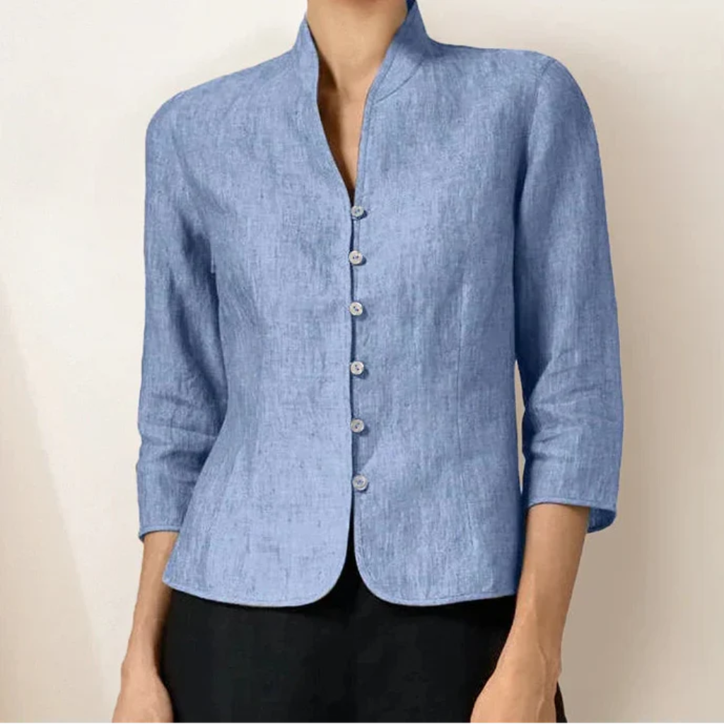 Riley™ | Linen Hand Button Fitted Jacket