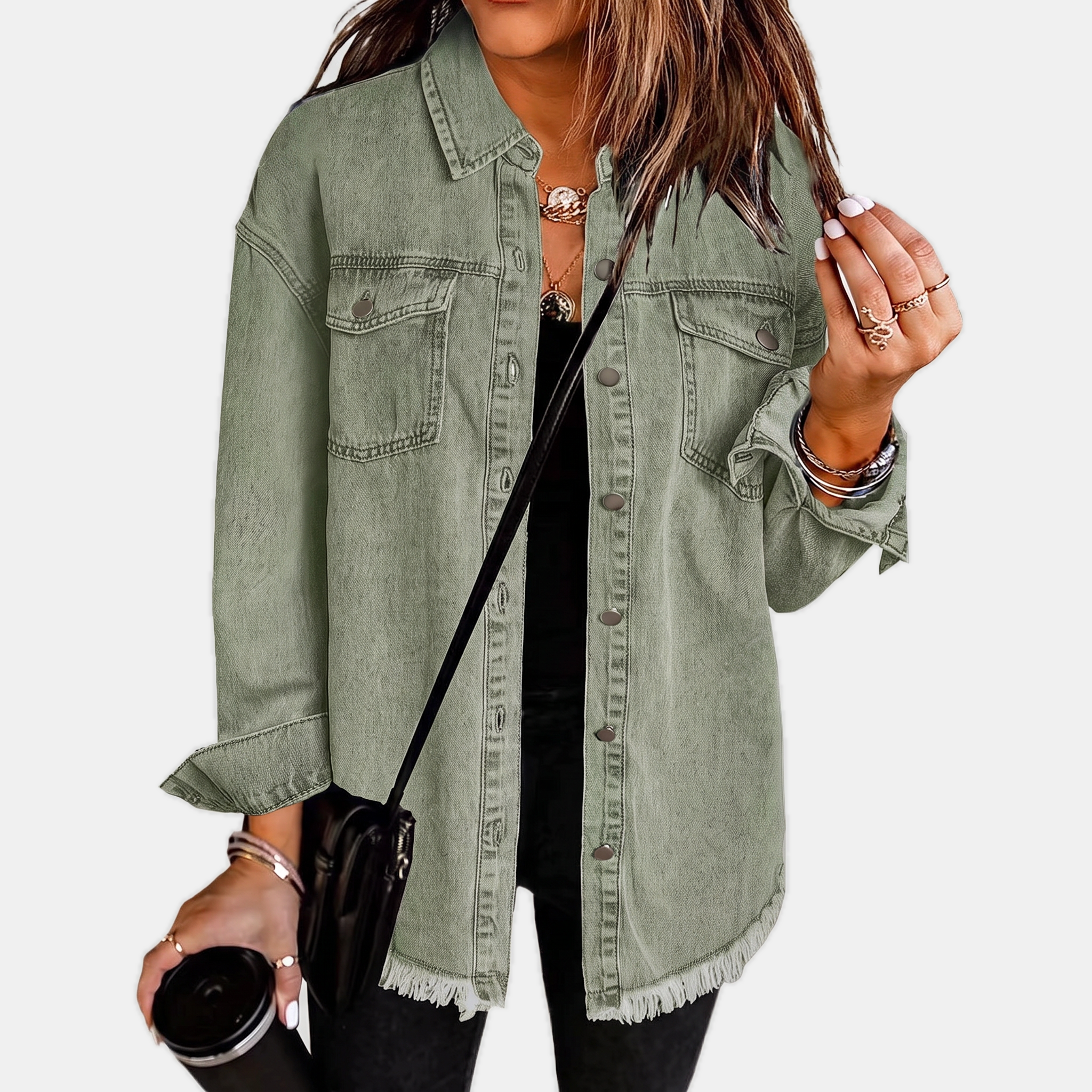 Sandy™ | Frayed Hem Denim Jacket