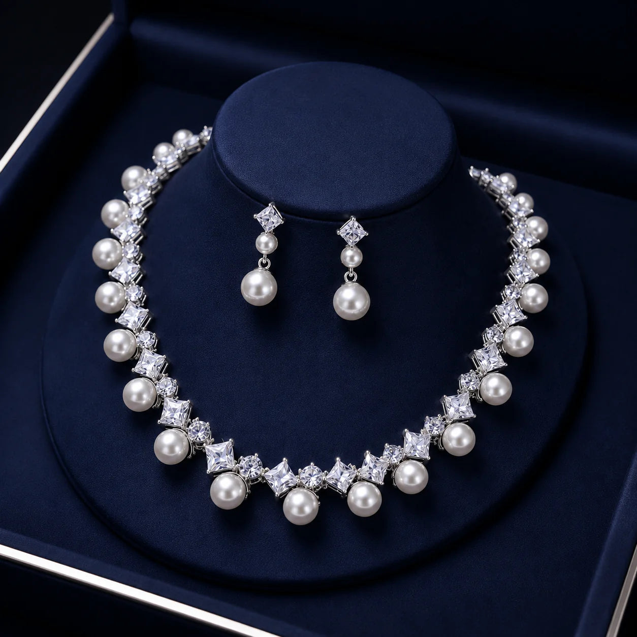 Lunessa™ | Pearl Necklace & Earrings Set