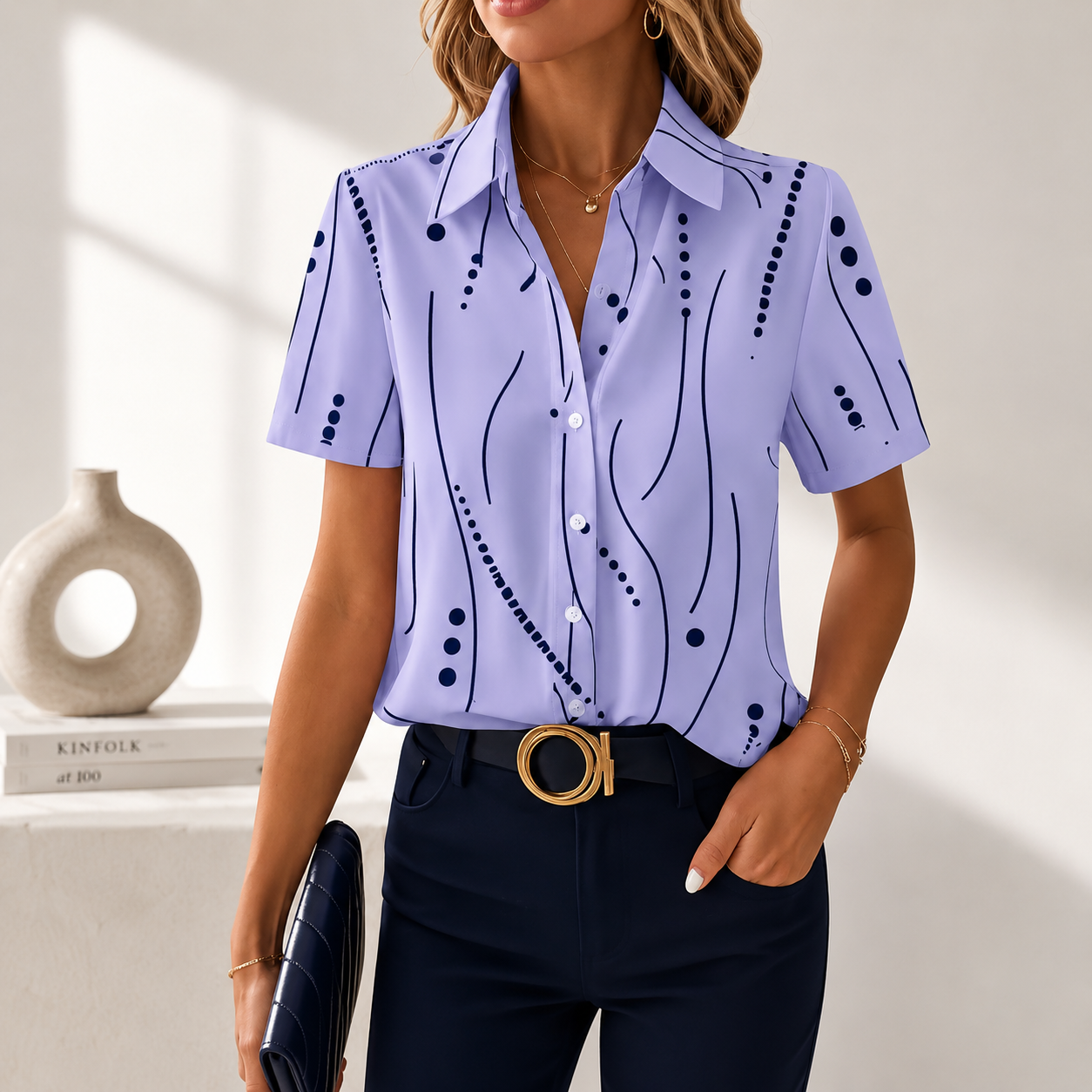 Sherri™ | Modern Abstract Line Pattern Blouse