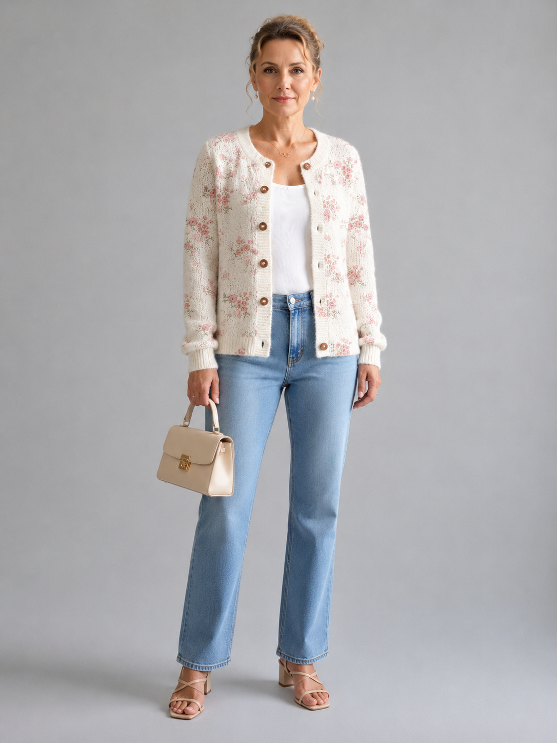 Evanthea™ | Vintage Floral Knit Cardigan Sweater
