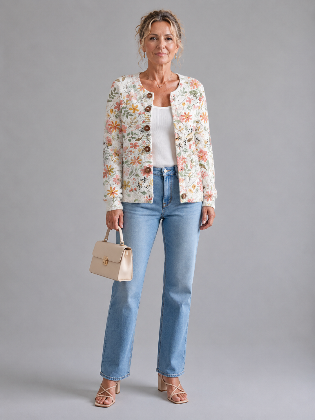 Greta™ | Vintage Floral Knit Cardigan Sweater