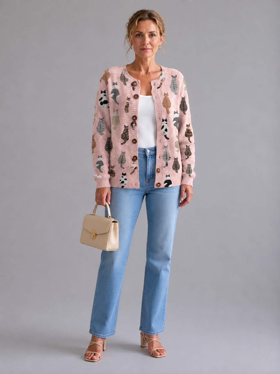 Charlotte™ | Cozy Cat Print Cardigan