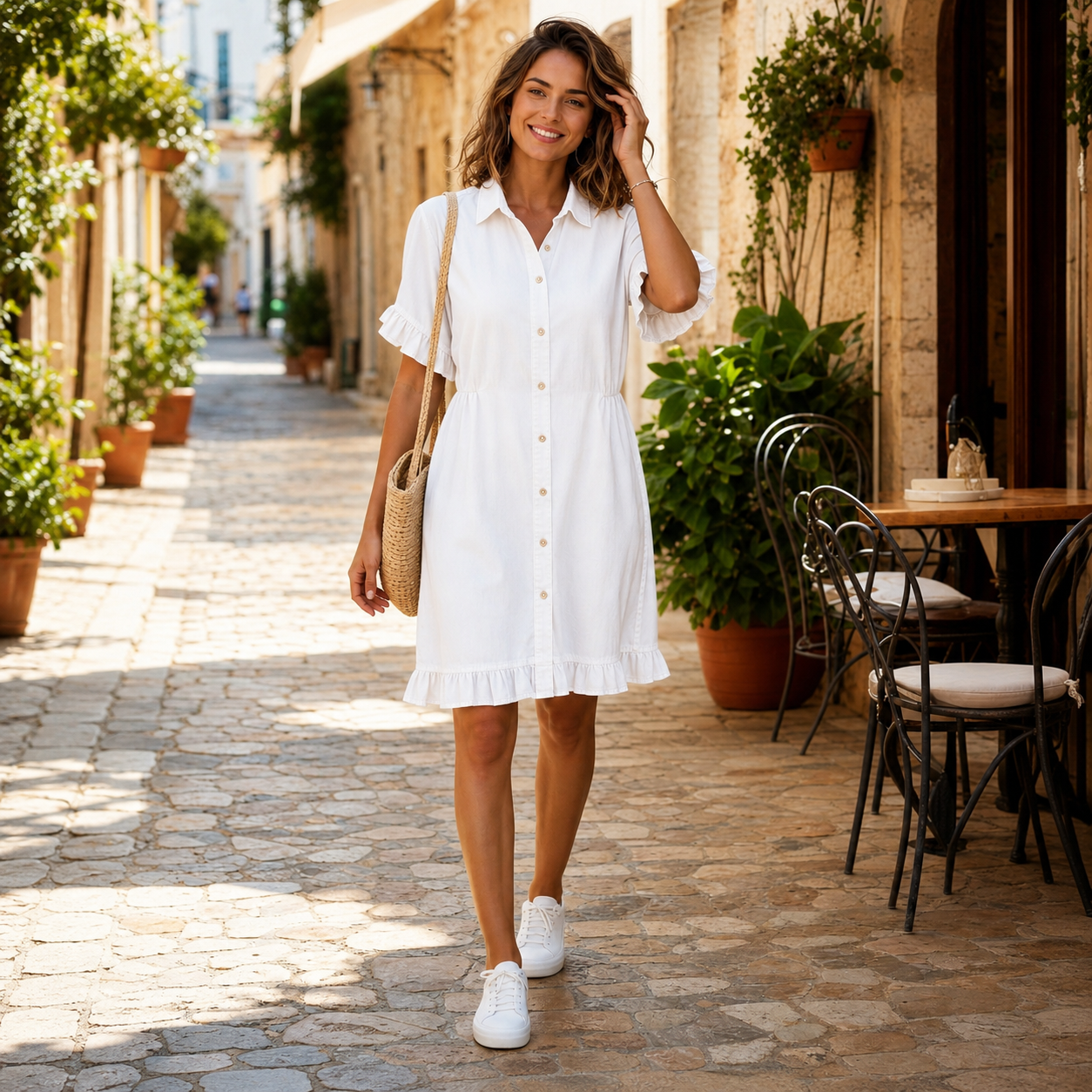 Romy | Comfortable Denim Dress with Flattering Ruching