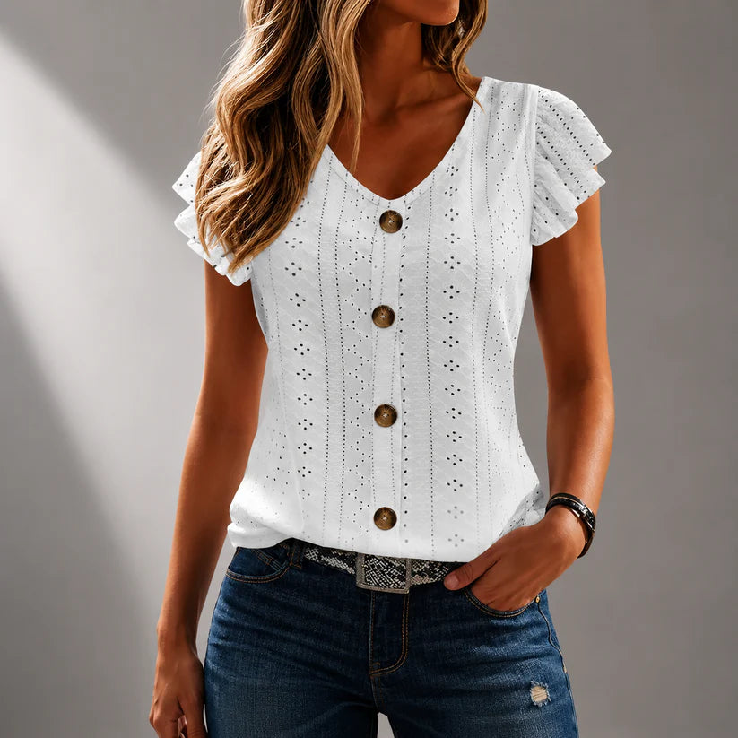 Hadley™ | V-Neck Flutter Blouse
