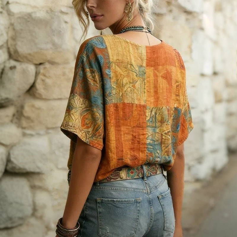 Vintage Dragonfly Print Blouse