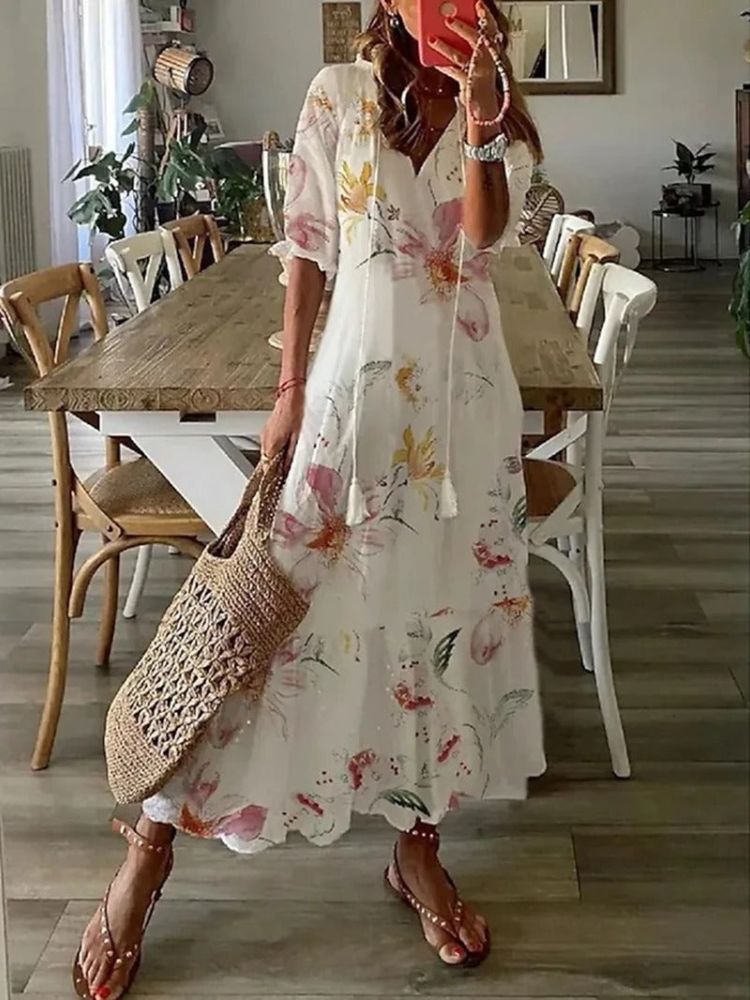 Élodie™ — Elegant Floral Velvet Maxi Dress