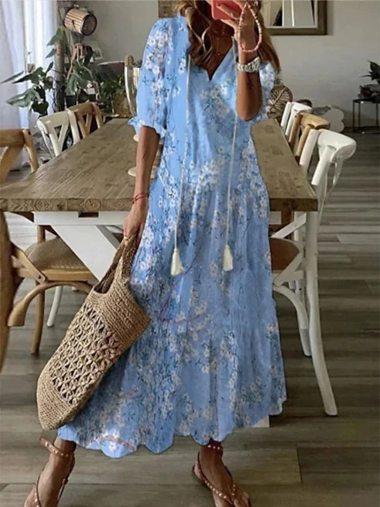 Élodie™ — Elegant Floral Velvet Maxi Dress