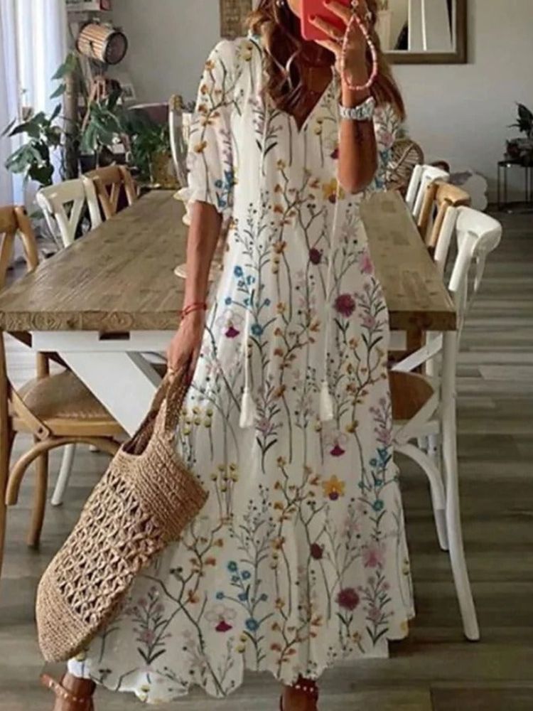 Élodie™ — Elegant Floral Velvet Maxi Dress