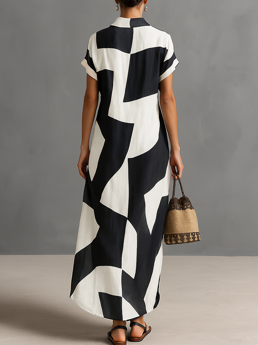 Opalina™ | Bold Abstract Print Maxi Dress