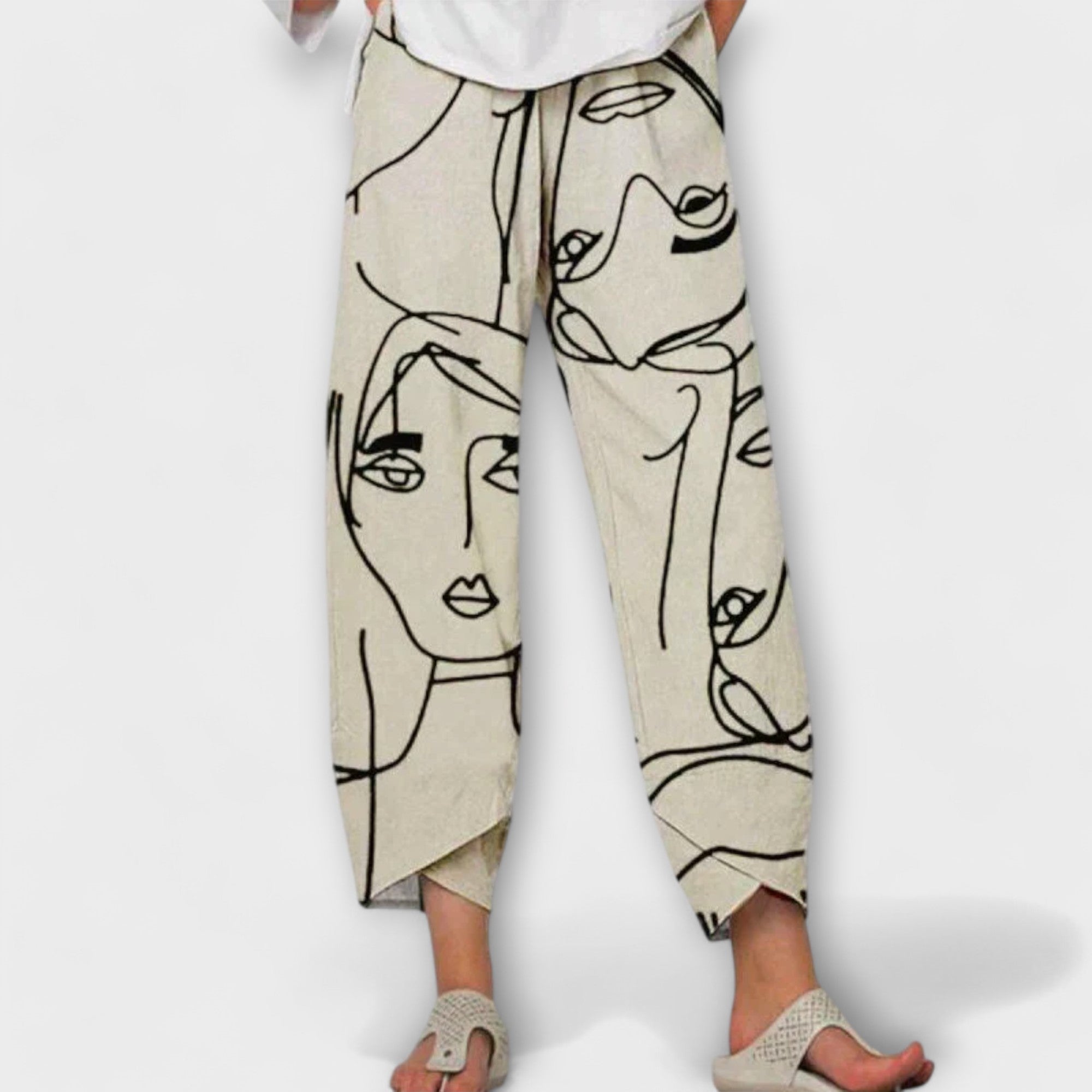 Wanda | Artful Line-Print Pants