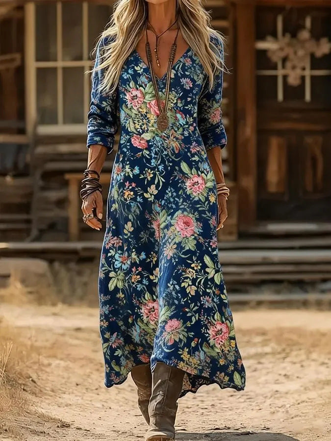 Avery™ | Long Sleeve Vintage Casual Dress