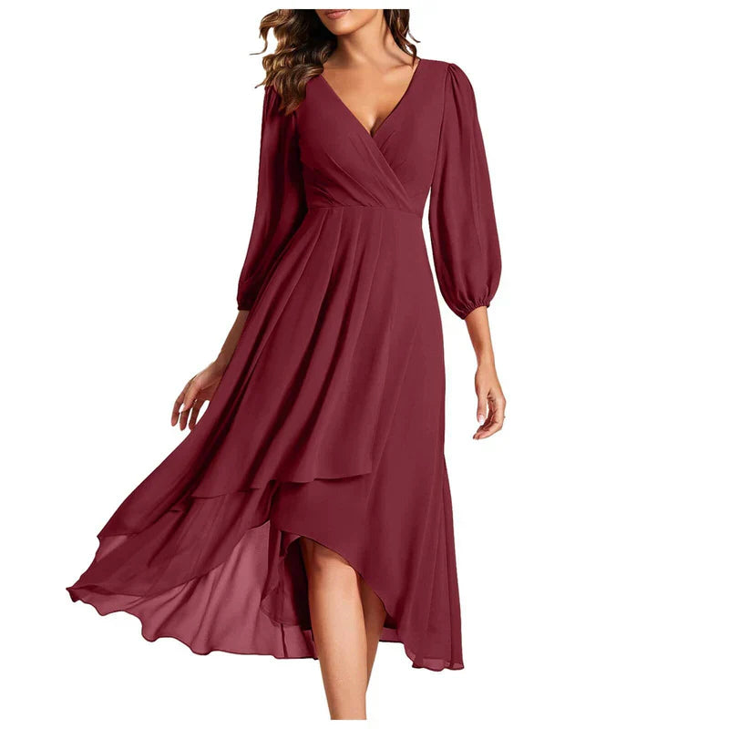 VITTORIA | Elegant dress with asymmetrical hem and flowing sleeves