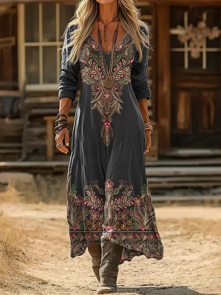 Hannah™ | Long Sleeve Vintage Casual Dress