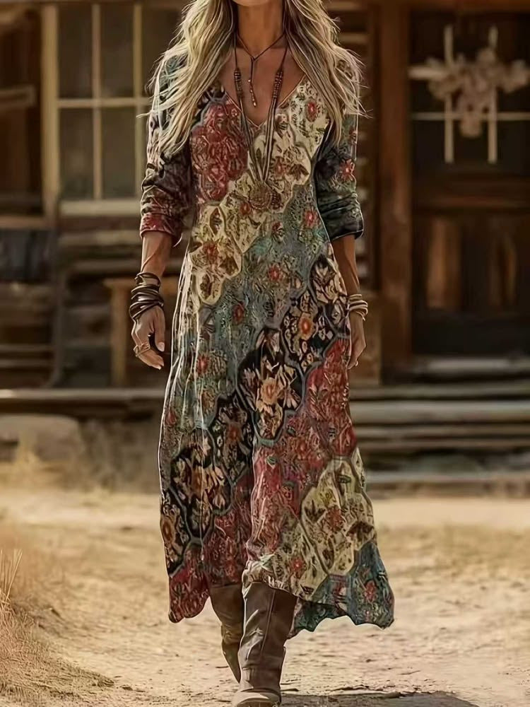 Chloe™ | Long Sleeve Vintage Casual Dress