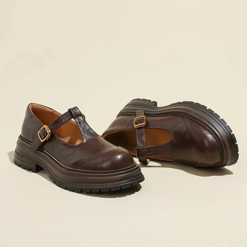 Emilia | Mary Jane Shoes with Golden Buckle