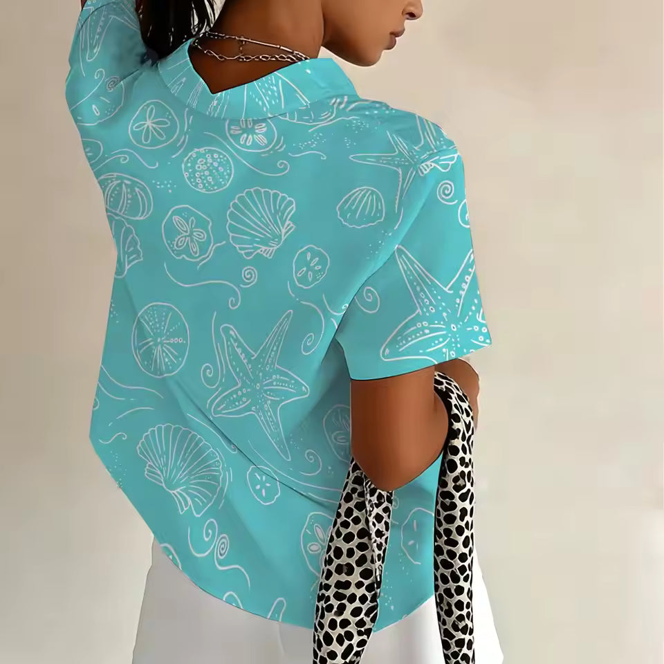 Sea Animal & Plant Print Blouse