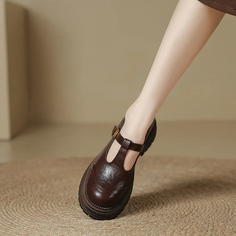 Emilia | Mary Jane Shoes with Golden Buckle