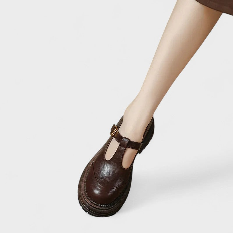 Emilia | Mary Jane Shoes with Golden Buckle