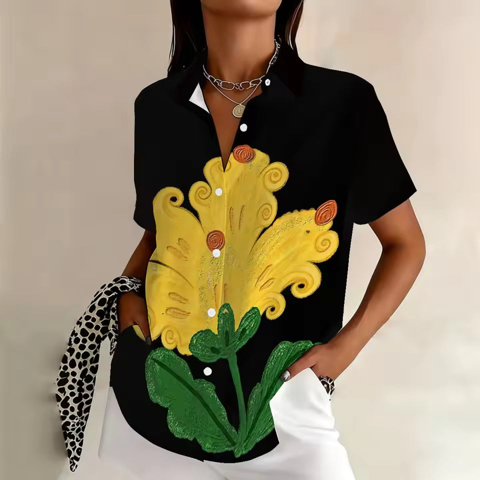 Yellow Floral Pattern Blouse