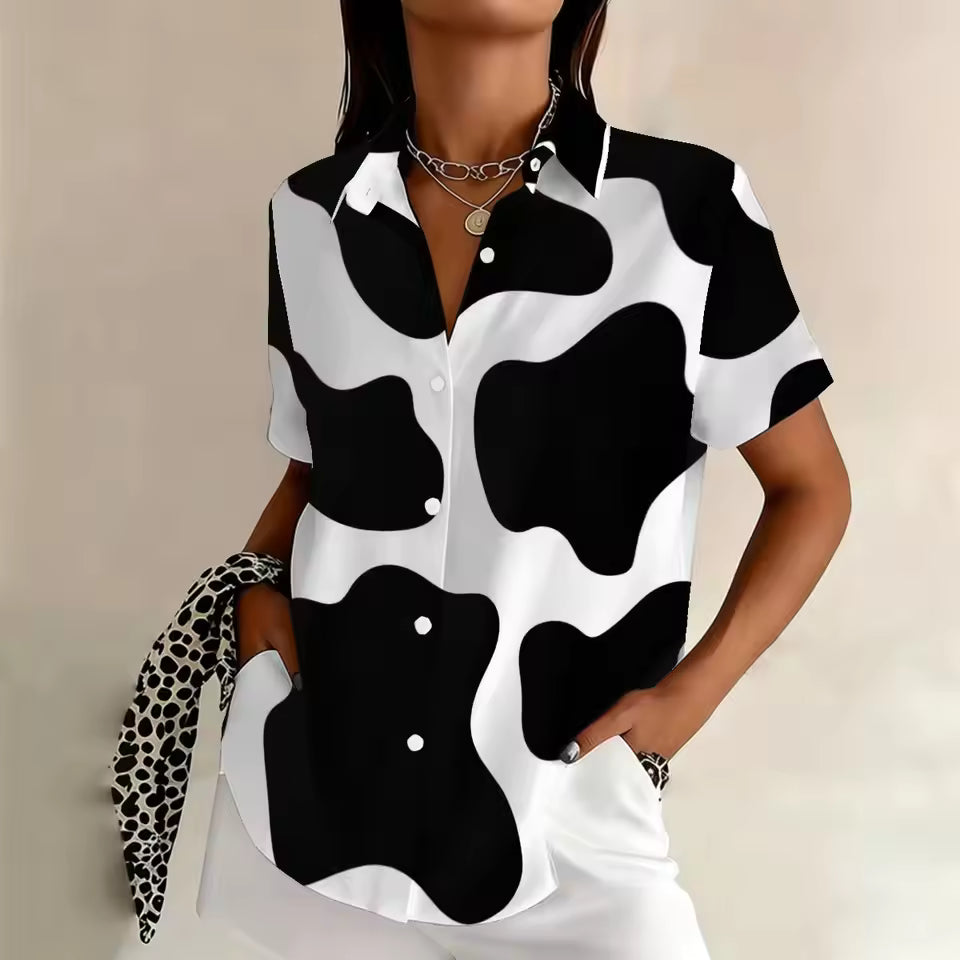 Cow Print Summer Blouse