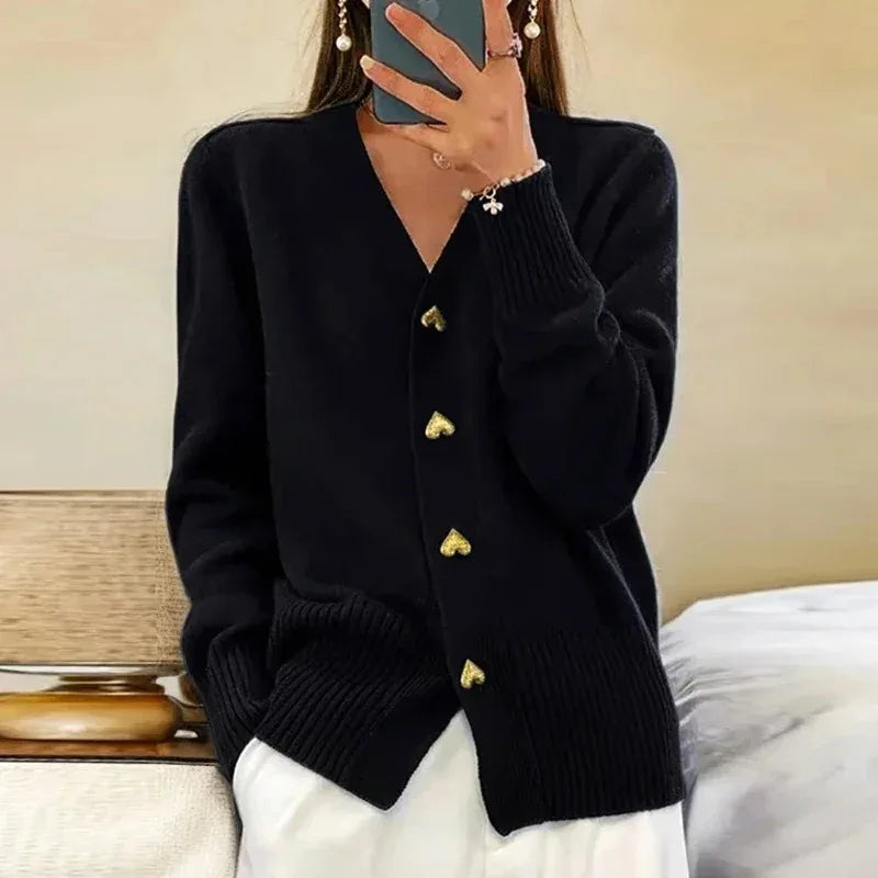 Teagan™ | Elegant Heart Button Knit Cardigan