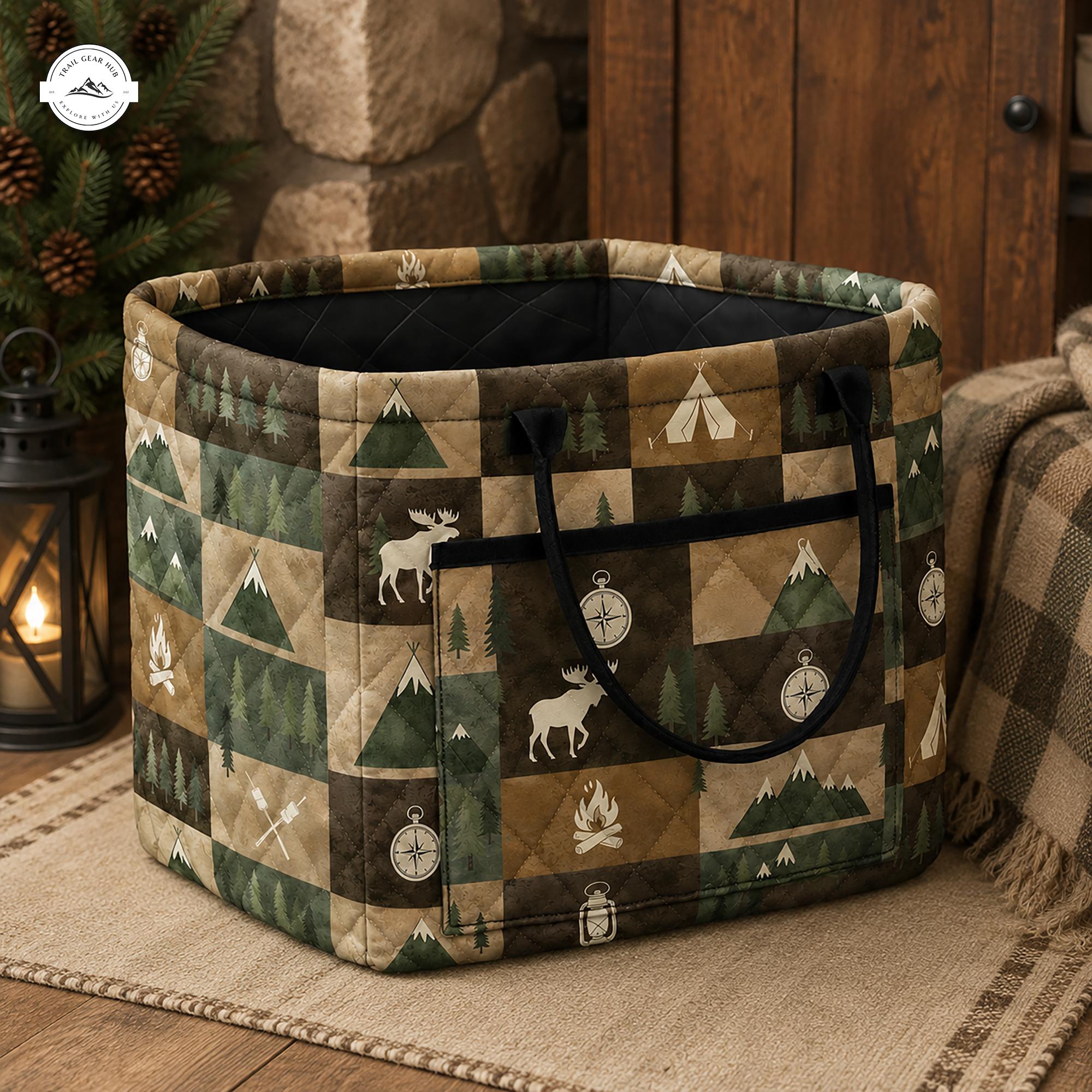 Cozy Cabin Style Quilted Storage Basket LV24