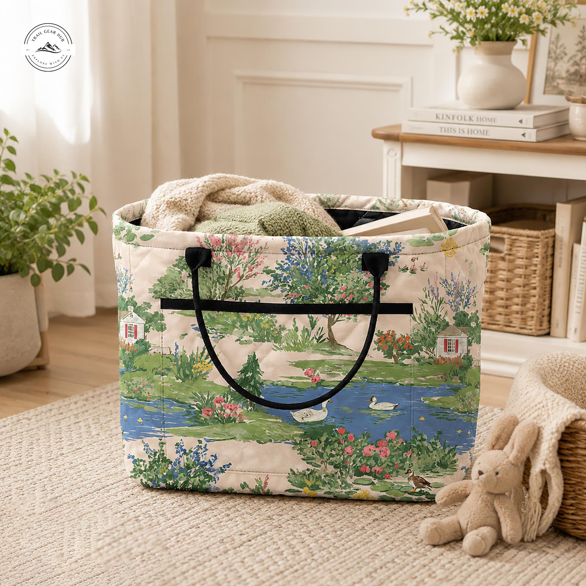 Floral Countryside Quilted Storage Basket LV25