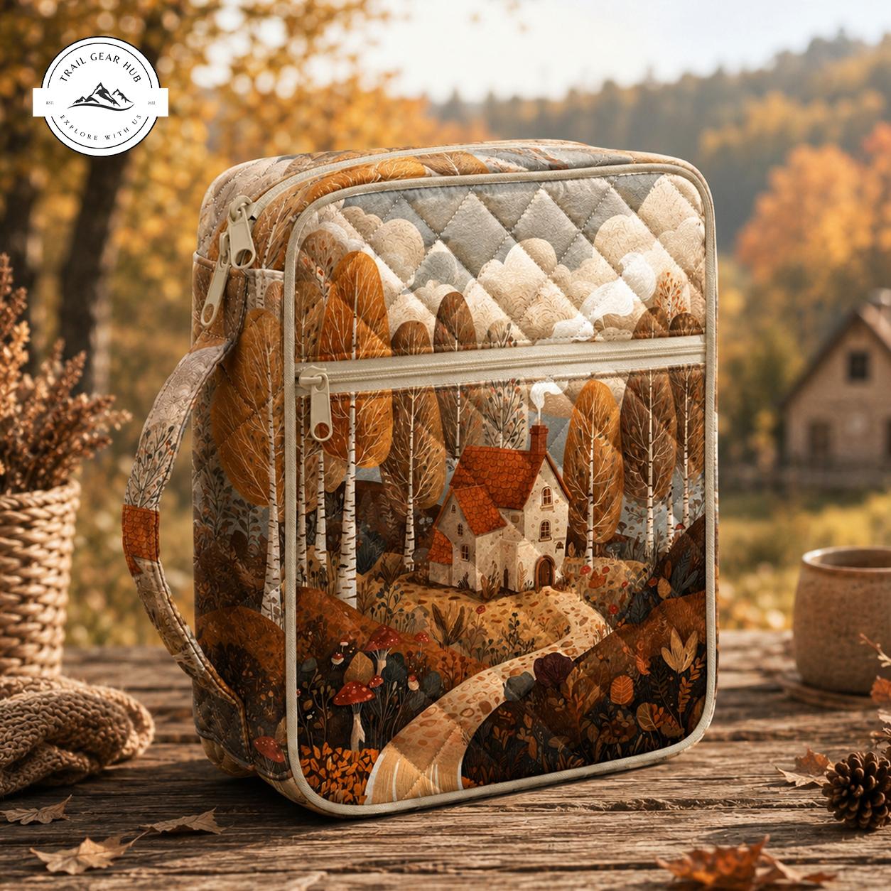 Autumn Cottage Quilted Bible Cover TN09