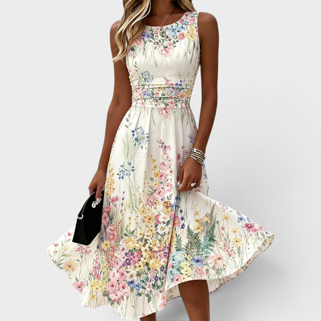Mirela™ | Sleeveless Floral Midi Dress