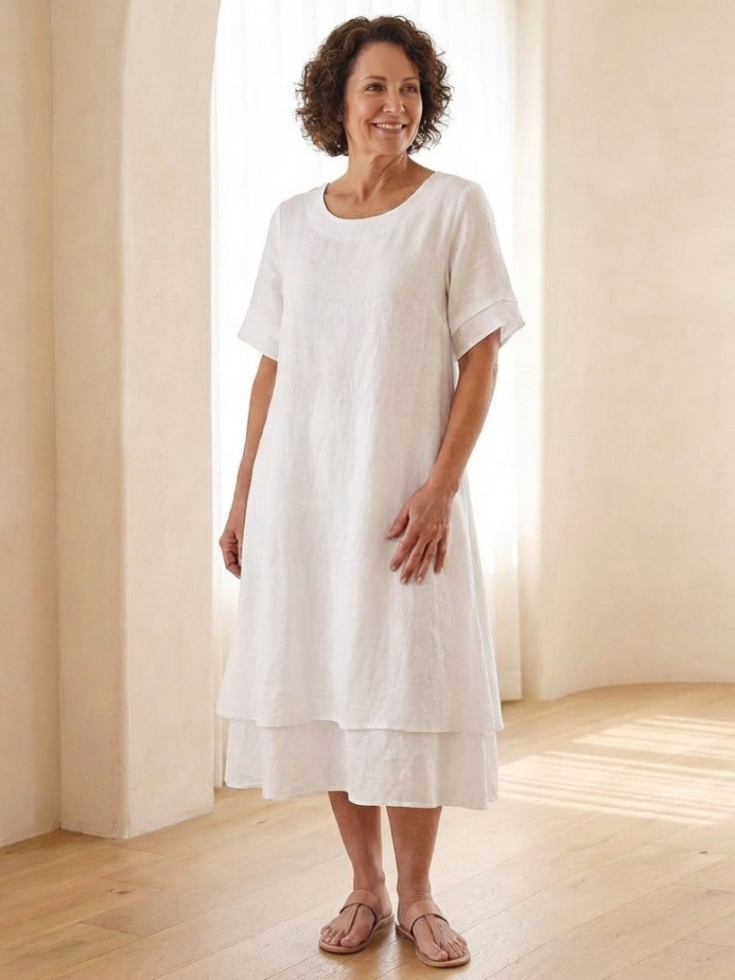 Crista | Layered Short Sleeve Midi Dress
