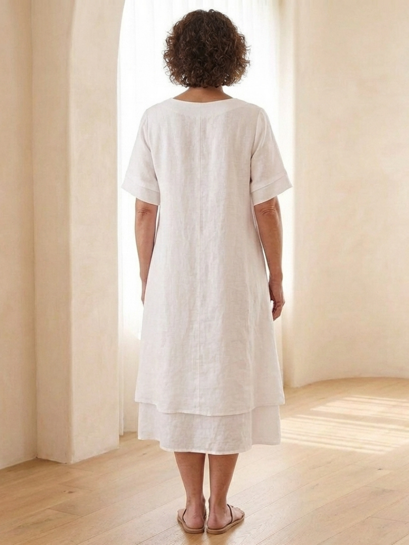 Crista | Layered Short Sleeve Midi Dress