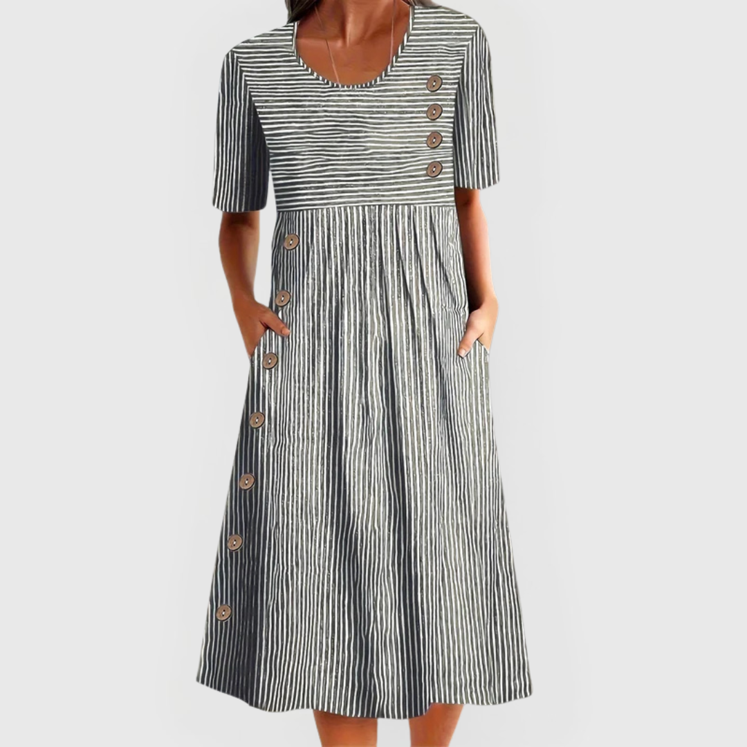 Anika™ | Relaxed Striped Everyday Midi Dress