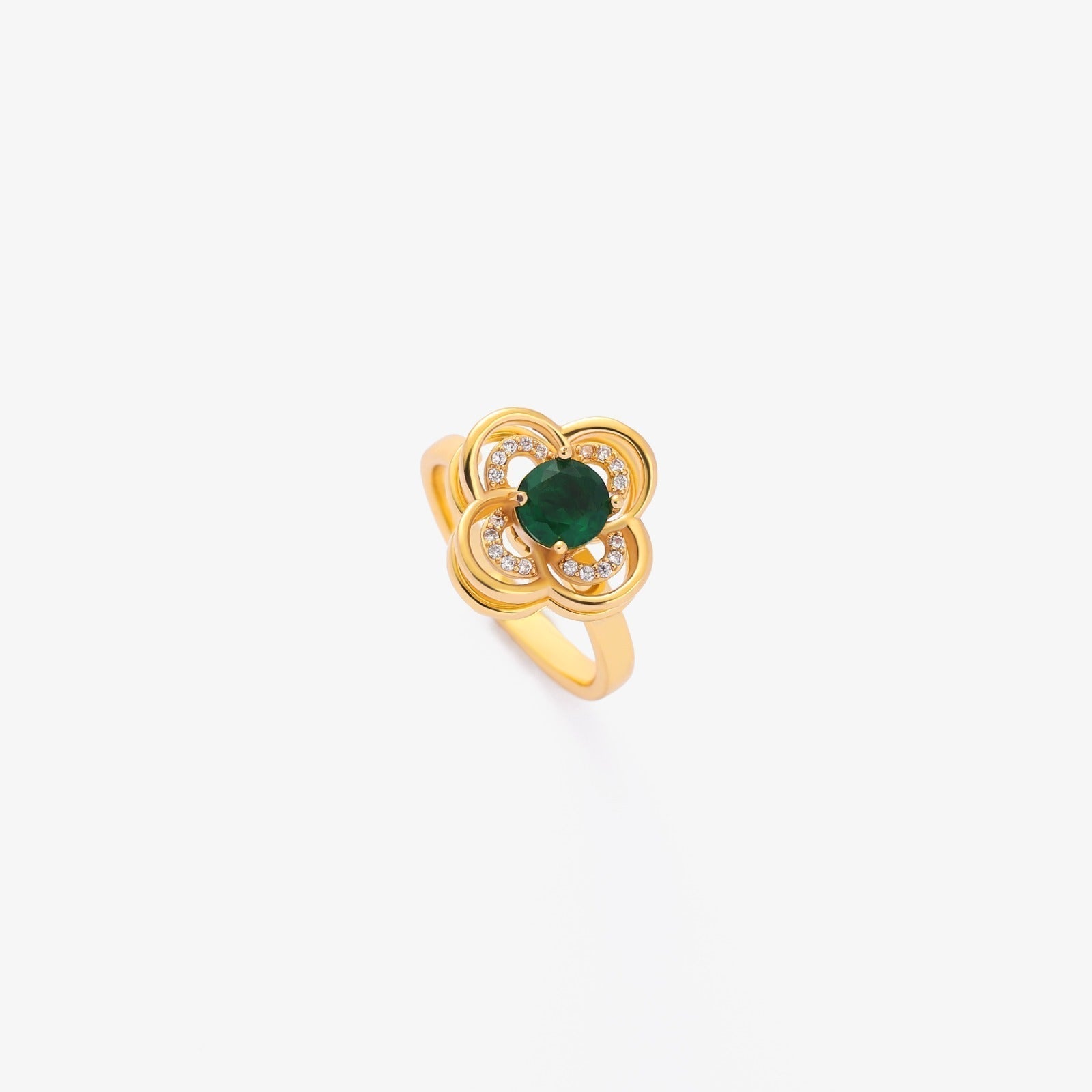 Clover Halo Emerald Spinning Ring