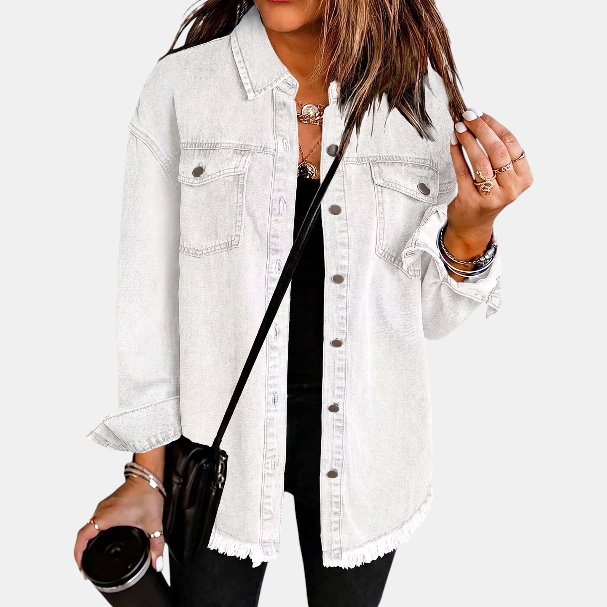 Sandy™ | Frayed Hem Denim Jacket