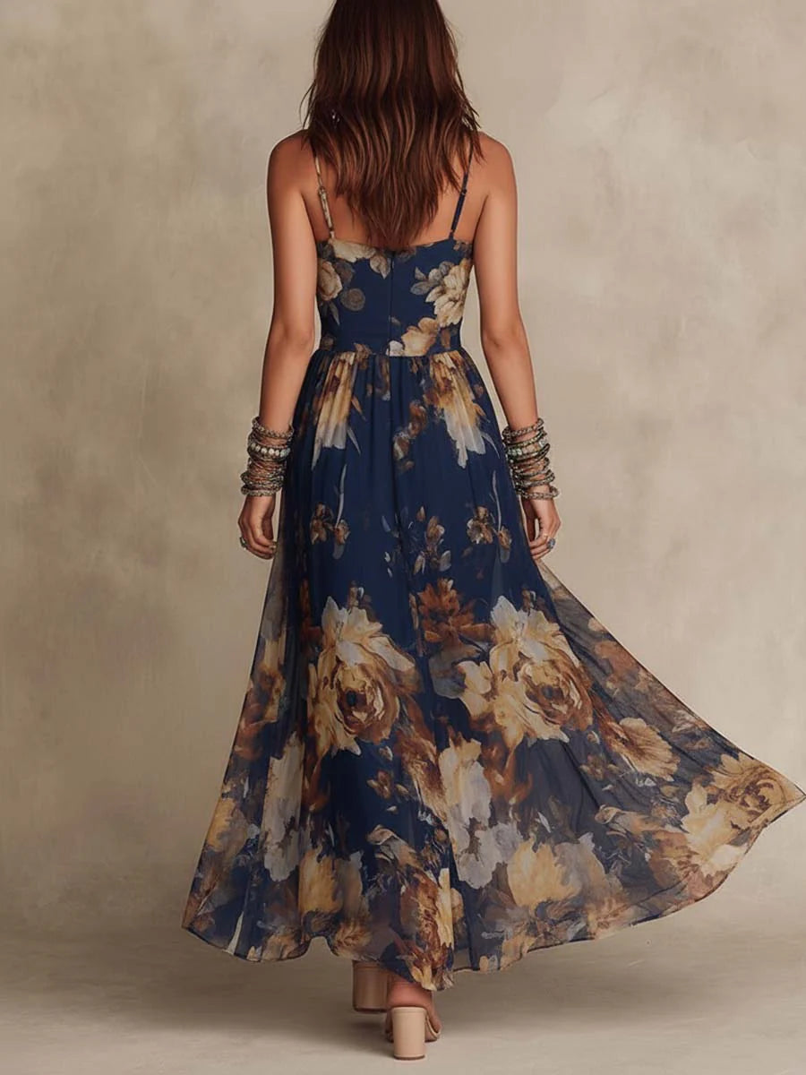 Fiora™ | Floral Print Chiffon Maxi Dress