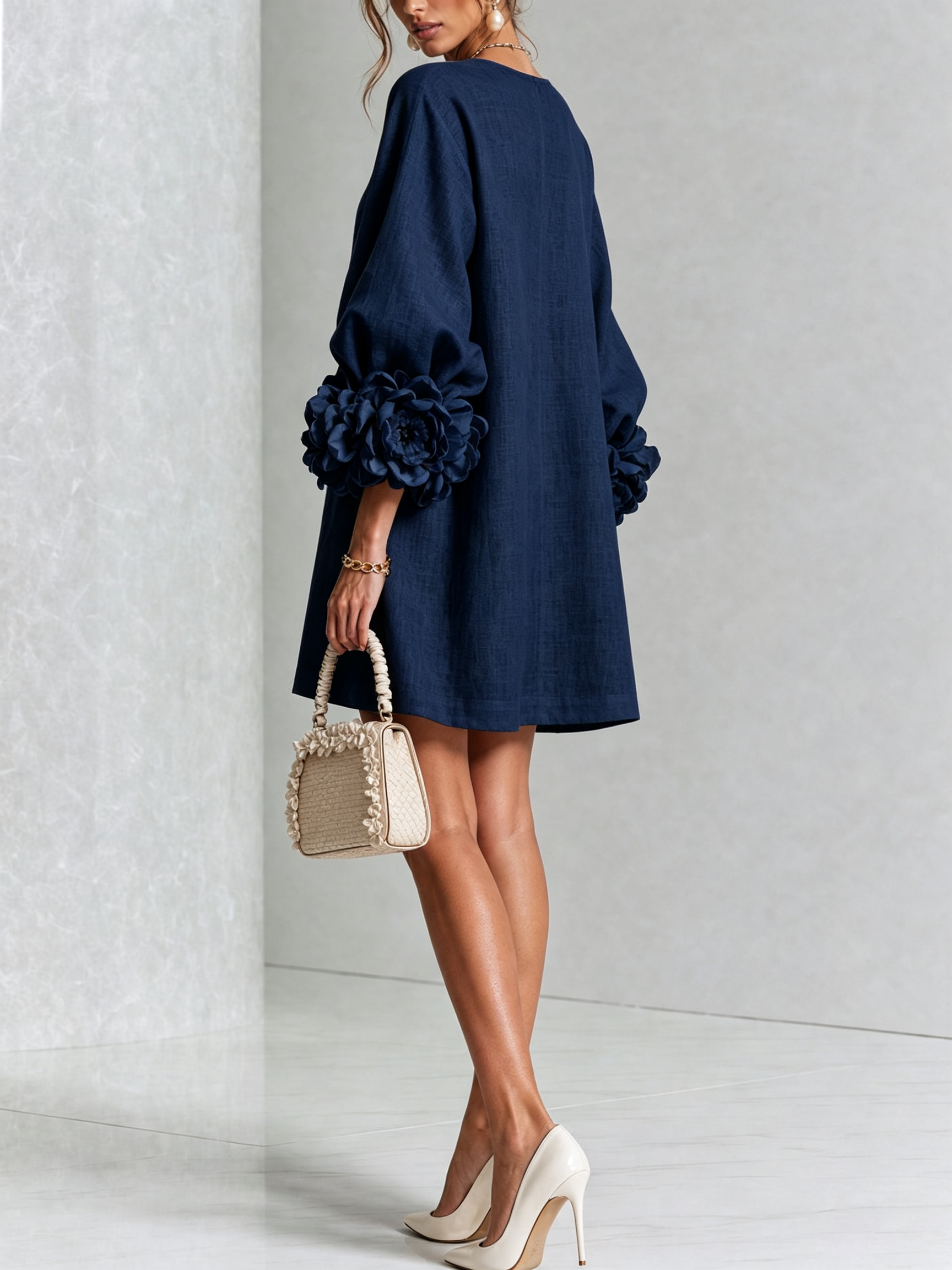 Adalyn™ | Elegant Floral Cuff Mini Dress