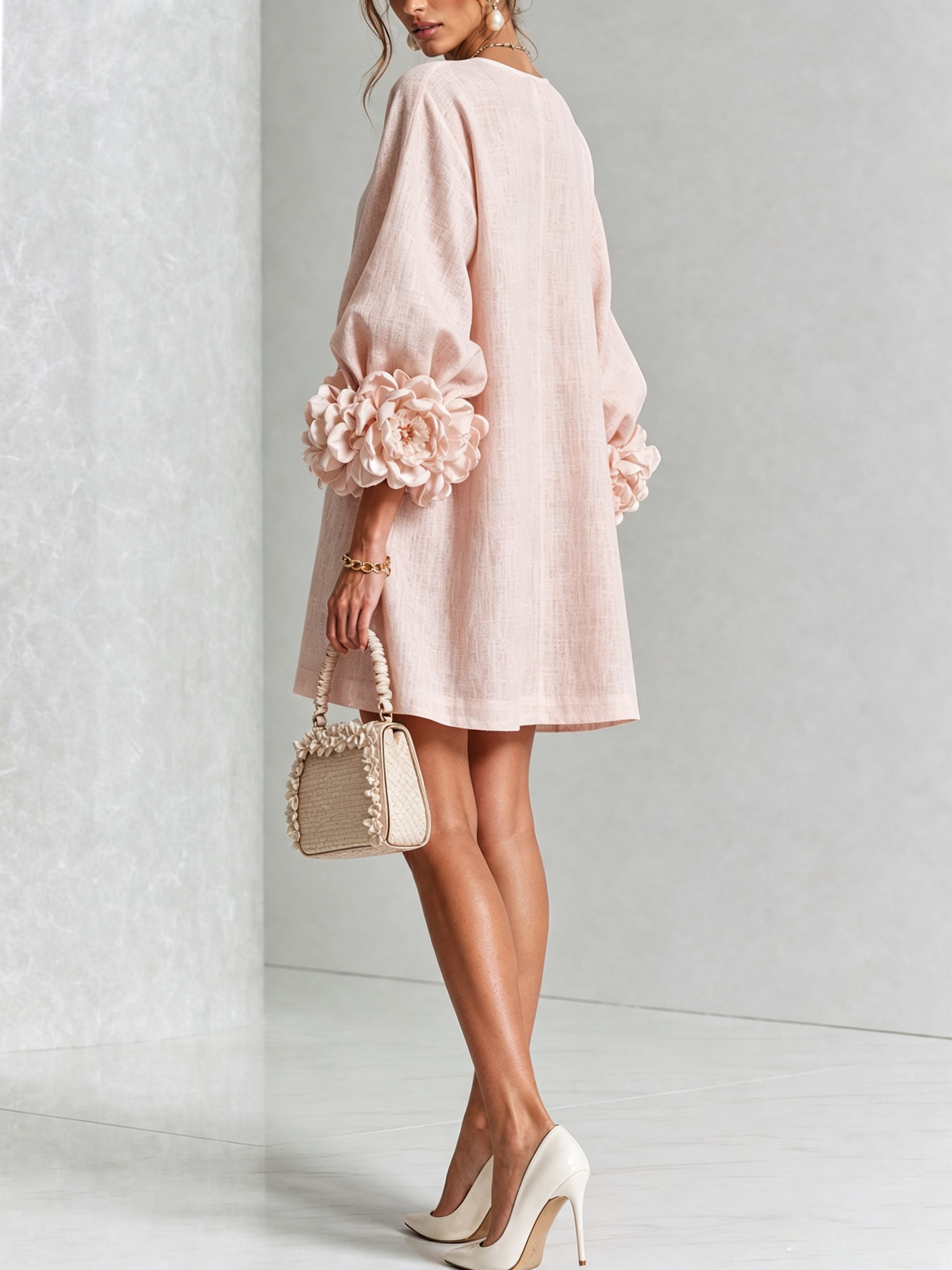 Adalyn™ | Elegant Floral Cuff Mini Dress