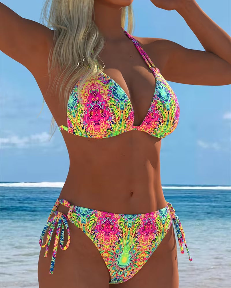 Colorful Halter Print Bikini