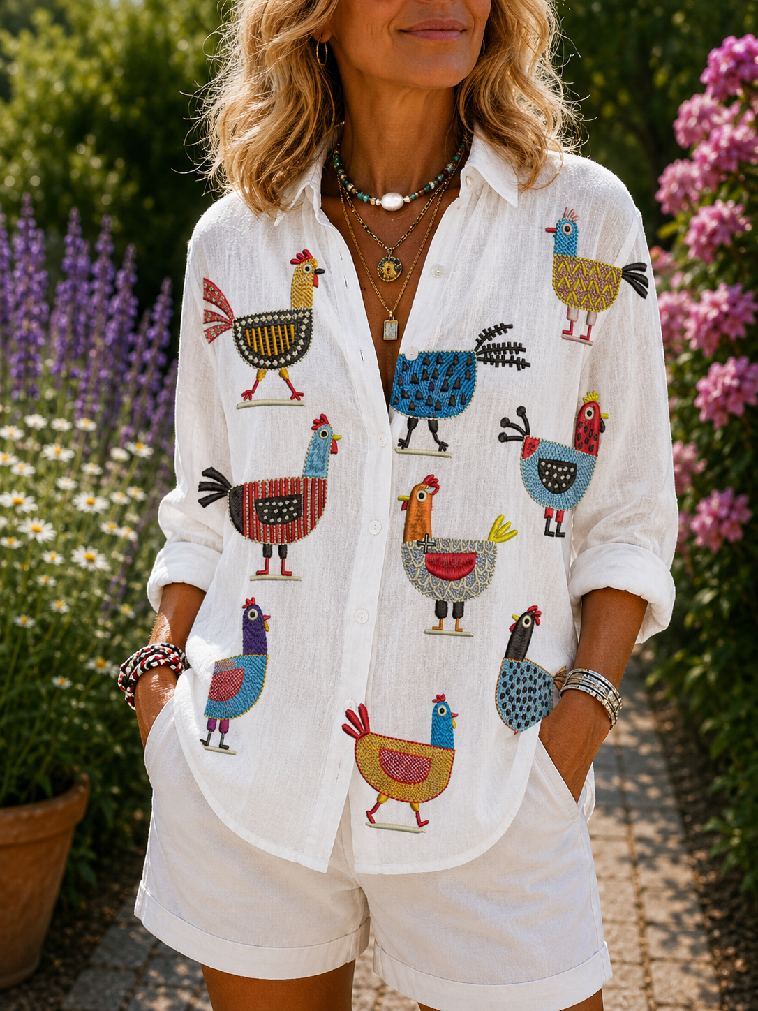 Ingrid | Playful Chicken Blouse