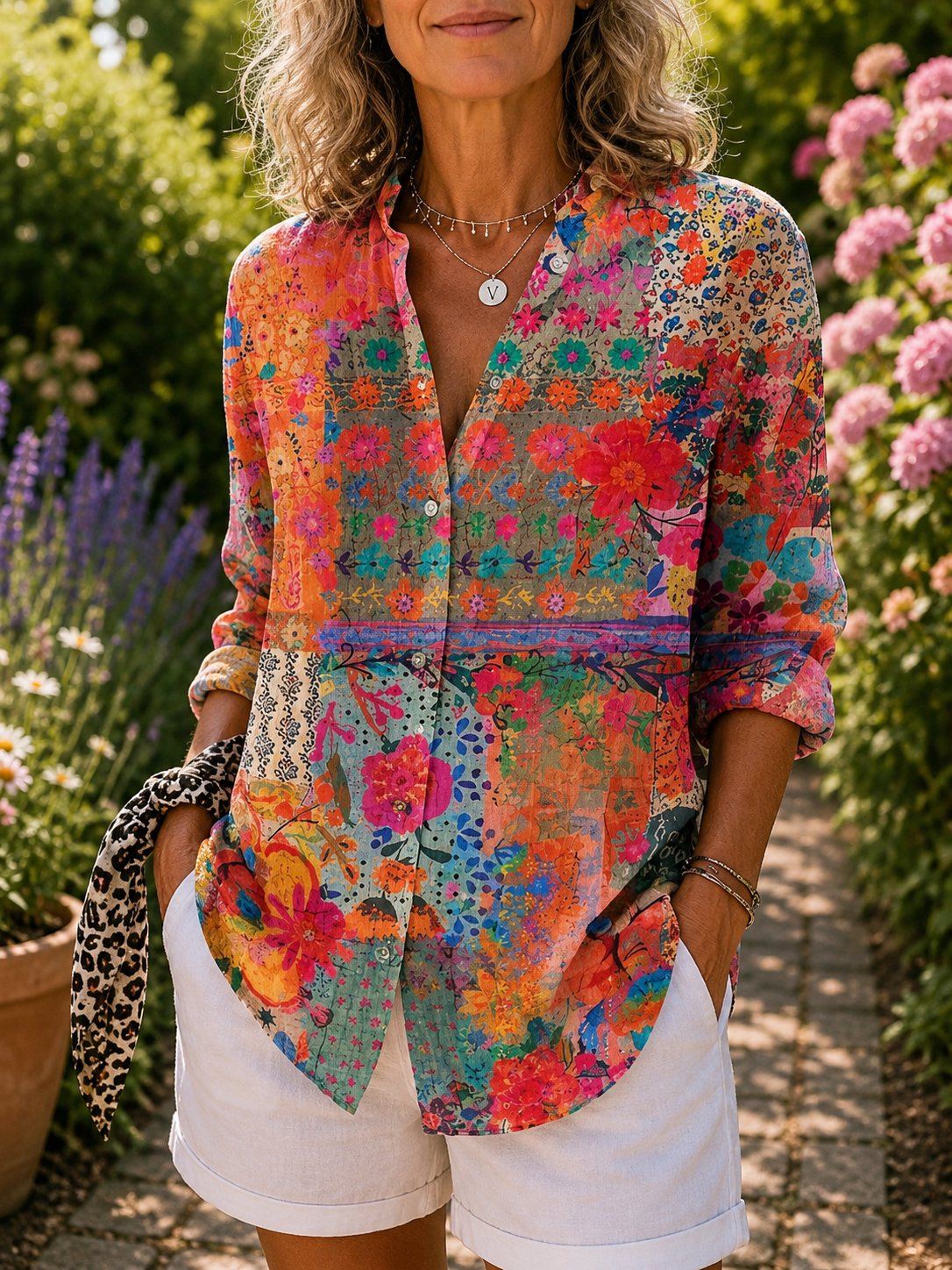Anica | Vibrant Artistic Blouse with Button Closure