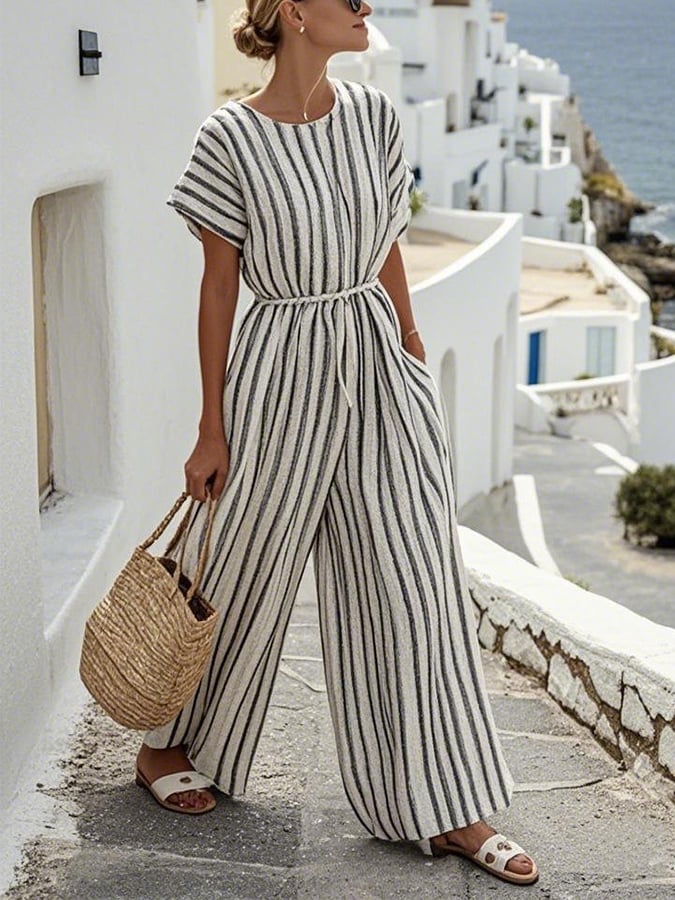 Women'S Contrast Stripe Jumpsuit