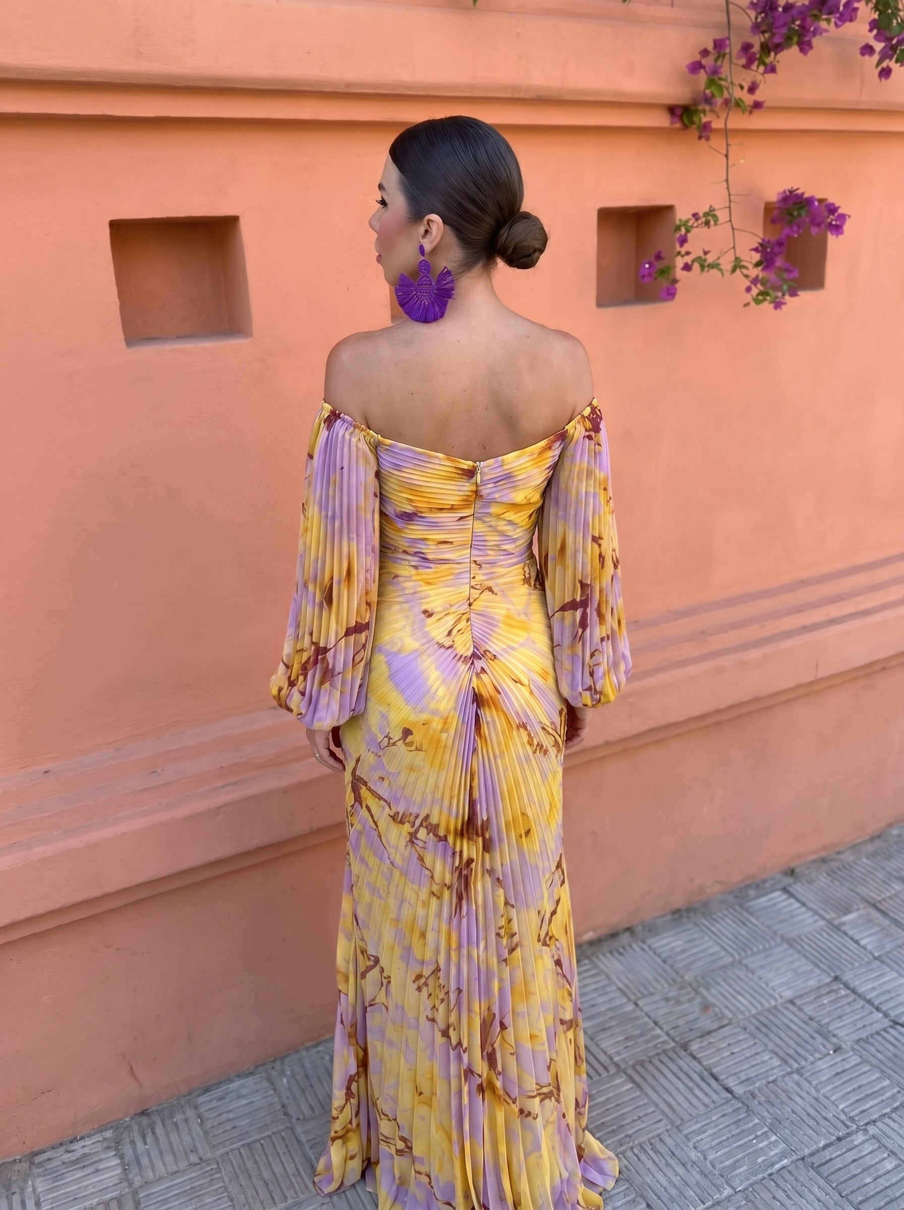 Gregoria™ | Long Floral Dress with Deep Neckline