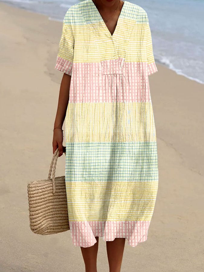 Women's Casual Plaid Loose Dress