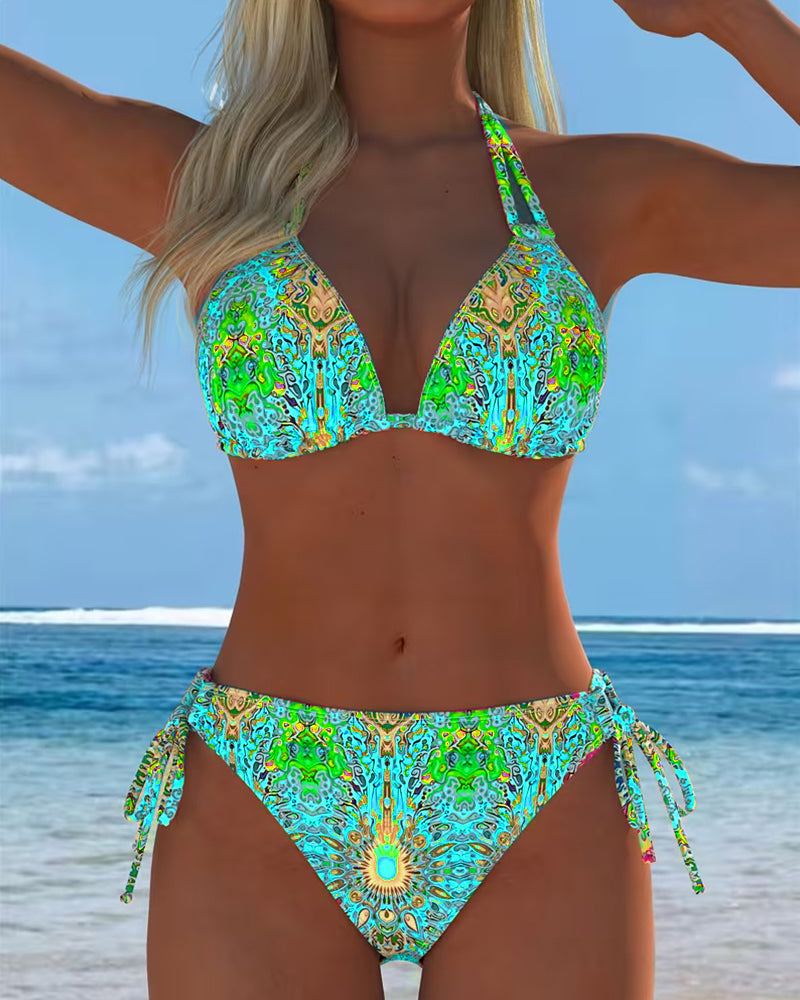 Colorful Halter Print Bikini