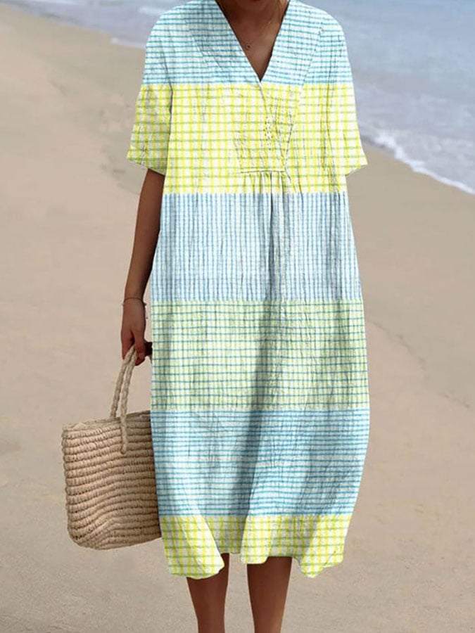 Women's Casual Plaid Loose Dress