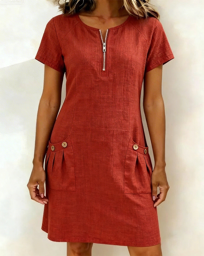 Barbara™ | Linen Zip Dress