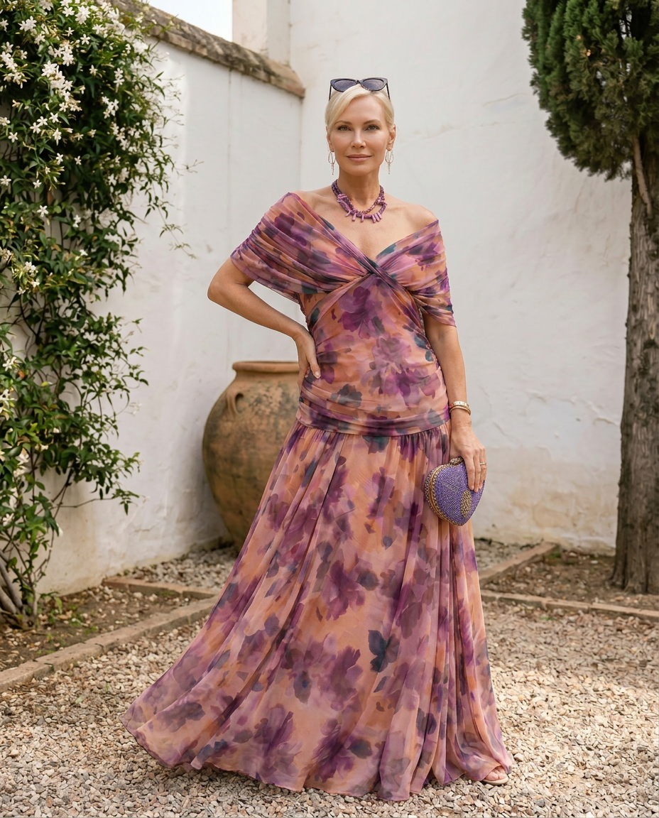 Elegant maxi dress for party with sweetheart neckline